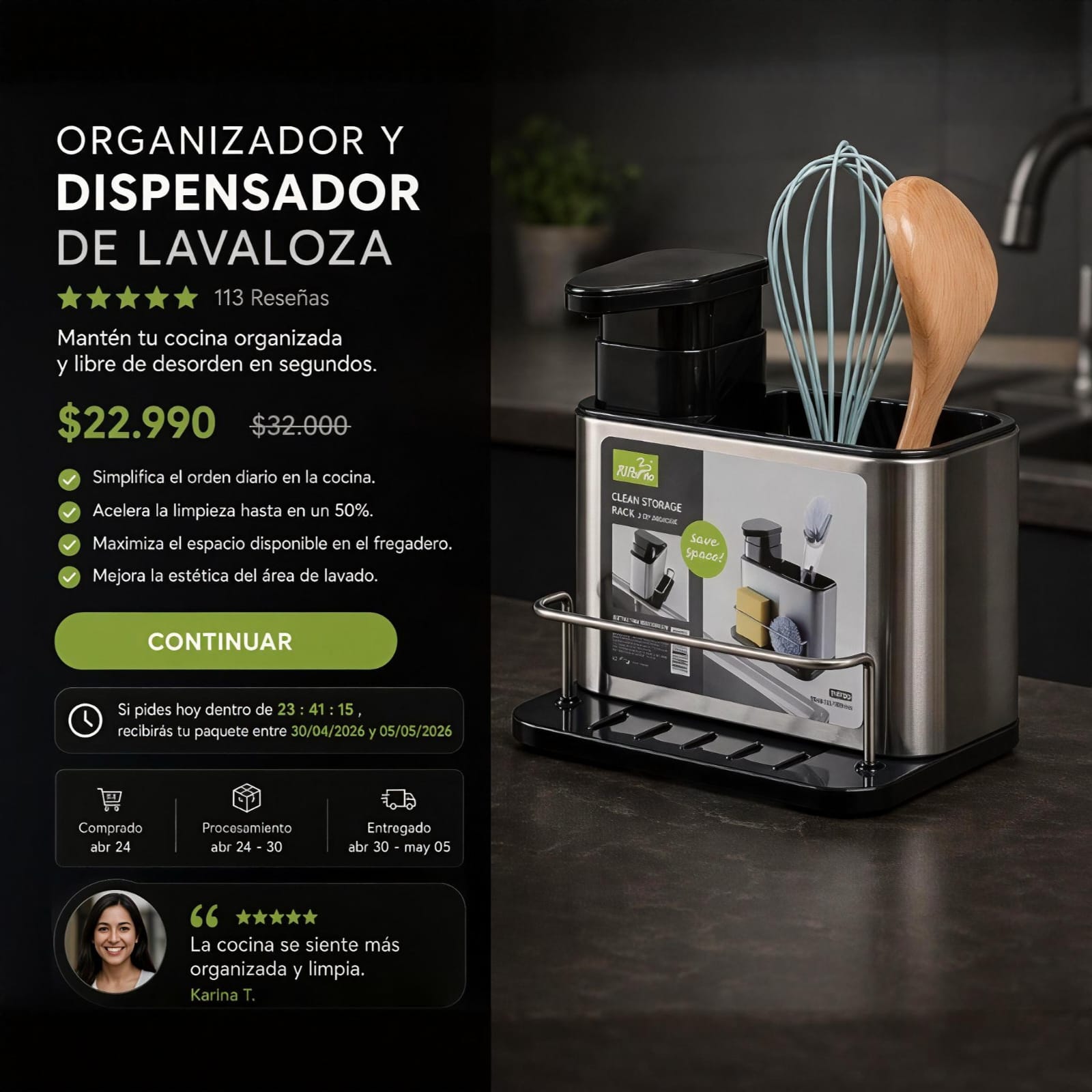 Organizador y Dispensador de Lavaloza